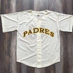 San Diego Padres 40th Anniversary 2009 Pet Co Sga Button Down Cream Jersey XL